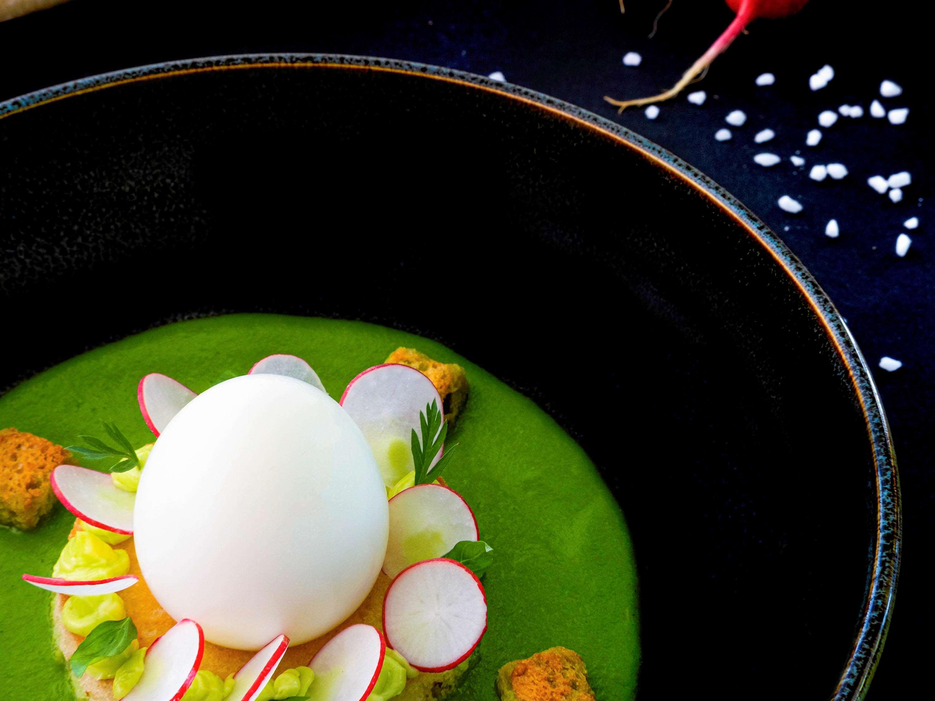 Hotel Sofitel Lyon Bellecour Esterno foto A green soup with an egg